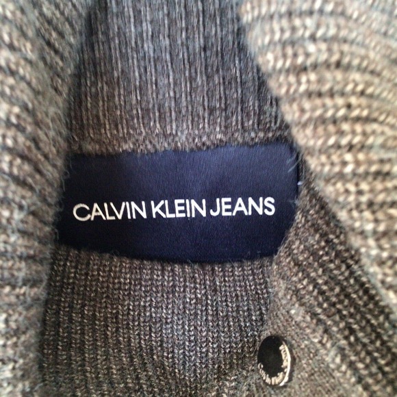 Calvin Klein Jeans Sweater SzS/P Gray Turtle W Snaps Long Sleeves Slimming Used - Picture 2 of 11